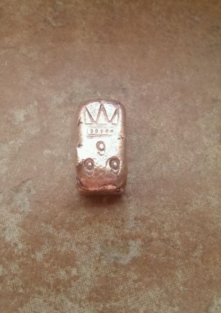 15 Gram Hand Poured Copper Bar,  King ' S Crown photo