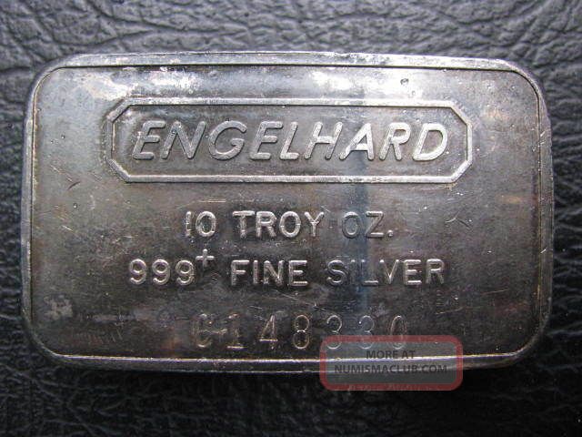 Engelhard 10 Troy Oz. . 999+ Fine Silver Bar