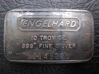 Engelhard 10 Troy Oz. .  999+ Fine Silver Bar photo