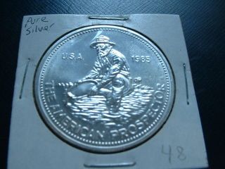 1985 American Prospector Ounce Pure 0.  999 Fine Silver Medal Business Strike photo