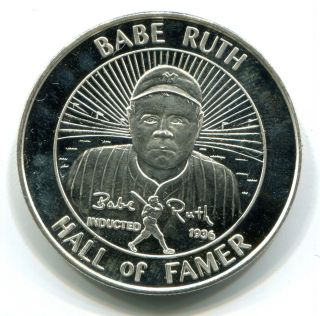 Babe Ruth Sultan Of Swat Hall Of Famer 1 Troy Oz.  999 Silver Round photo