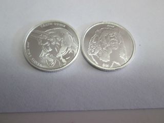 1/10 Oz 999 Fine Silver Bull & Bear Round Coin (1) photo