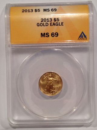 2013 $5 Liberty Gold Half Eagle - Ms - 69 Anacs photo