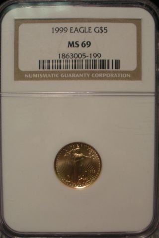 1999 American Gold Eagle Ngc Ms69 United States $5 1/10 Oz.  999 Fine Gold photo