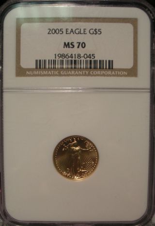 2005 American Gold Eagle Ngc Ms70 United States $5 1/10 Oz.  999 Fine Gold photo