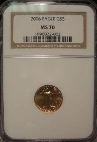 2006 American Gold Eagle Ngc Ms70 United States $5 1/10 Oz.  999 Fine Gold photo