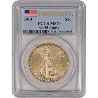 2014 American Gold Eagle (1 Oz) $50 - Pcgs Ms70 - First Strike photo