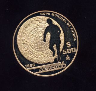 1986 Mexico 500 Pesos Proof Gold Coin - 1986 World Cup Half Ounce photo