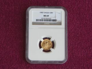 1987 Eagle Gold 1/10 Oz.  Ms69 By Ngc photo
