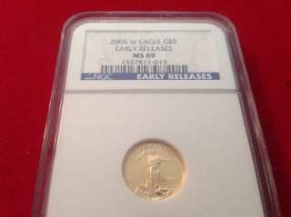1 - 2006 W Eagle G$5 Ngc 1/10 Oz.  Gold Eagle Ms69 - Early Release photo
