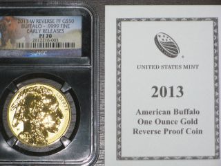 2013 - W Reverse Proof $50 American Gold Buffalo 1oz.  Ngc Pf70 Er (retro Label) photo