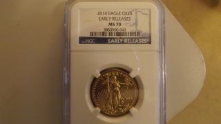 2014 $25 Gold Eagle 1/2oz Ms - 70 Early Releases Ngc photo