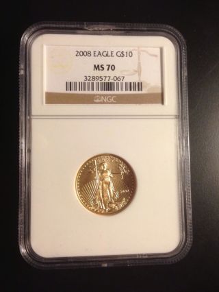 2008 Us $10 Gold Eagle Ms 70 photo