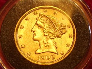 1900 P Five Dollar Gold Coronet Head Higher Grade Low Mintage Rare photo