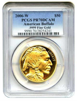 2006 - W American Buffalo $50 Pcgs Proof 70 Dcam Buffalo.  999 Gold photo