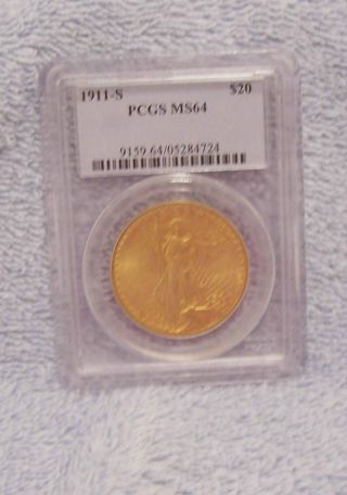 1911 - S $20.  00 Saint Gaudens Gold Coin Pcgs Ms64 photo