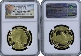 2014 American Buffalo 24k Gold $50.  One Oz Proof Ngc Pf70uc Early Releases + Ogp photo