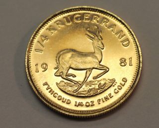 1981 ¼ Oz Fine Gold South Africa Krugerrand Bullion Coin photo