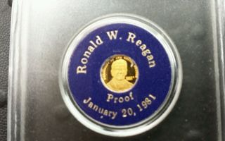 1981 Ronald Reagan President Small 24k 100% Solid Gold Inaugural Medal Coin photo
