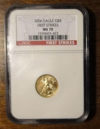 2006 1/10 Oz Gold American Eagle Ms - 70 Ngc (first Strike) photo