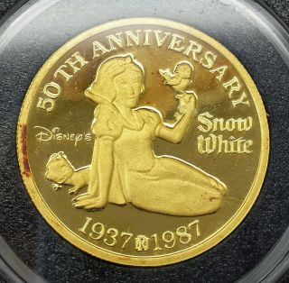 1987 Walt Disney Snow White 50th Anniversary Snow White 1oz.  999 Gold Coin photo