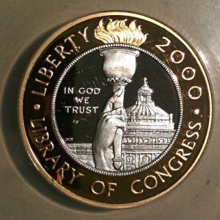 2000 - W Library Of Congress Bi - Metallic Proof $10 Gold/platinum Gorgeous photo