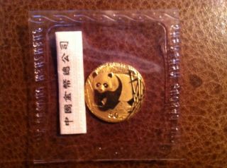 2002 China Panda 1/10oz Gold 50 Yuan Coin Mip photo