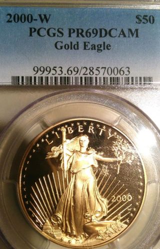 2000 - W Gold Eagle $50 Pcgs Pr69dcam Nearly Perfect Low Mintage photo