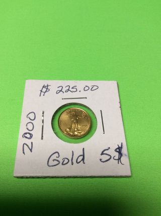 2000 American Gold Eagle.  1/10th Ounce.  $5 Five Dollar Gold Coin Uncirculated photo