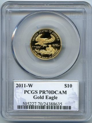 2011 - W $10 (1/4 Oz) Proof Gold Eagle Pcgs Pr70 Pf70 Deep Cameo photo