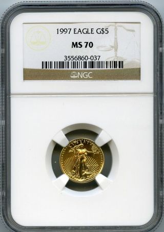 1997 $5 (1/10 Oz) State Gold Eagle Ngc Ms70 photo