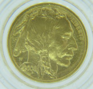 2008 - W 1/10 Ozt Uncirculated.  9999 Fine Gold Buffalo - $5 Denomination 4 photo