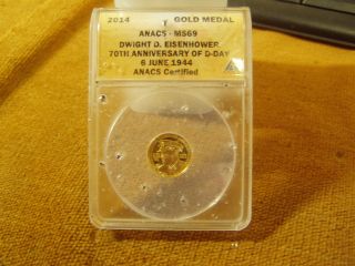 Very Rare.  2014 Dwight D.  Eisenhower 70th.  Anniversary Of D - Day 1/10 Oz.  Gold Coin photo
