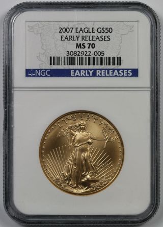 2007 Gold Eagle $50 One - Ounce Ms 70 Ngc 1 Oz Early Releases photo