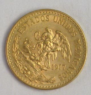 20 Veinte Gold Mexican 1917 Coin 15gr.  Pure Gold Mexico Bullion Perfect Size photo