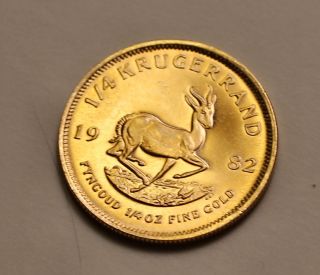 1982,  ¼ Oz South Africa Krugerrand,  Fine Gold Bullion Coin photo