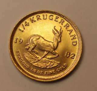 1982,  ¼ Oz Fine Gold Bullion Coin,  South Africa Krugerrand photo