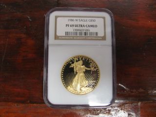 1986 W 1oz $50 Gold Eagle Coin Ngc Pf 69 Ultra Cameo (2014388) photo