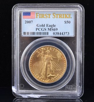 2007 Pcgs Graded Ms69 $50 Dollar 1 Oz.  American Eagle Gold Coin First Strike photo