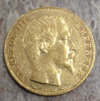 1854 A 20 Gold Francs 