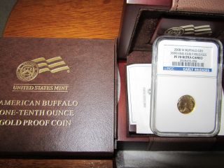 2008 W.  Early Release 1/10 Oz.  $5 Gold Buffalo Coin,  Ngc Pf 70 photo