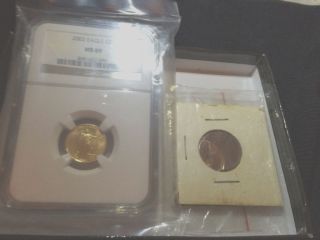 2002 American Gold Eagle $5 Ngc Ms69 1/10 Oz.  + Bonus Error Coin No Re photo