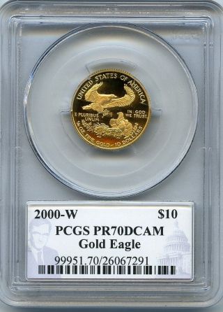 2000 - W $10 (1/4 Oz) Proof Gold Eagle Pcgs Pr70 Pf70 Deep Cameo Signature Series photo