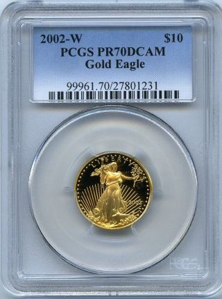 2002 - W $10 (1/4 Oz) Proof Gold Eagle Pcgs Pr70 Pf70 Deep Cameo photo