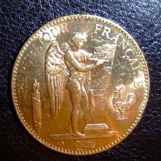 Rare 1900 - A French 100 Franc.  9335 Oz Net Pure Gold Au+/bu photo