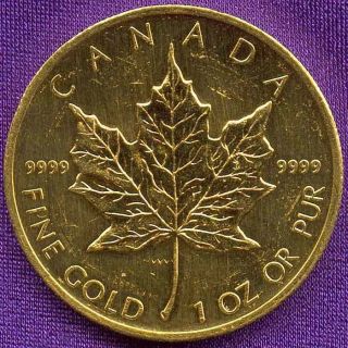 1998 $50 Canadian Maple Leaf 1 Oz 999.  9 24k Pure Fine Gold - Uncirculated photo