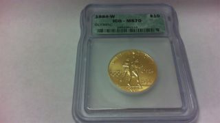 1984 - W Proof Olympics Ten Dollar Gold Coin Icg - Ms70 photo