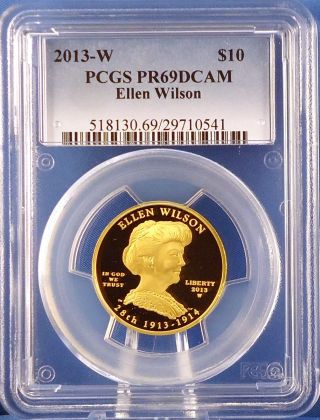 2013 W Ellen Wilson 1st Spouse Series ½ Oz.  Gold Proof Coin Pr69dcam photo