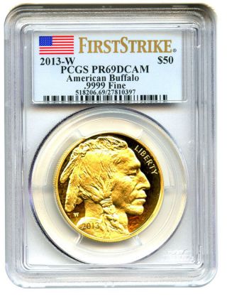 2013 - W American Buffalo $50 Pcgs Proof 69 Dcam (first Strike) Buffalo.  999 Gold photo