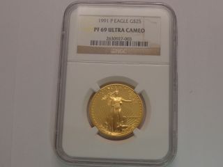 Ngc Pf 69 1991 - P $25 Gold American Eagle - 1/2 Troy Ounce Gold Proof Ultra Cameo photo
